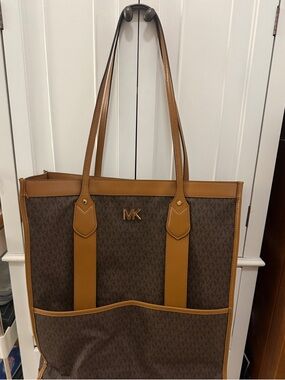 Michael Kors Brown & Tan Logo Shoulder Tote